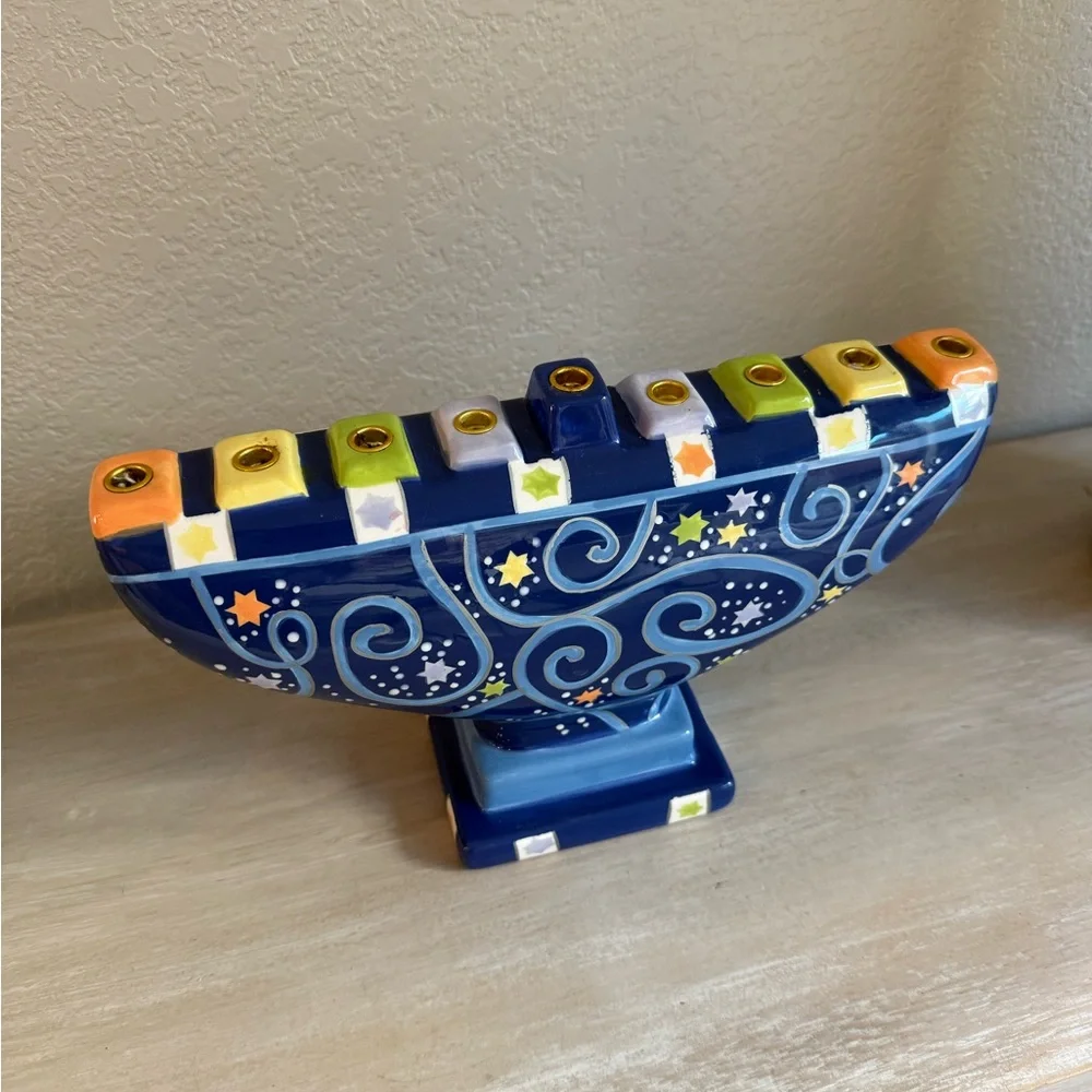 Colorful Ceramic Menorah - Picture 2 of 3